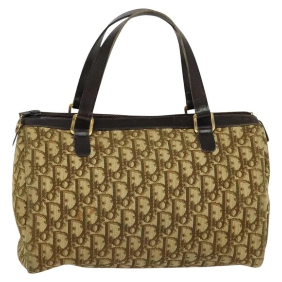 Christian Dior Trotter Canvas Boston Bag Brown Gold - Picture 2 of 16
